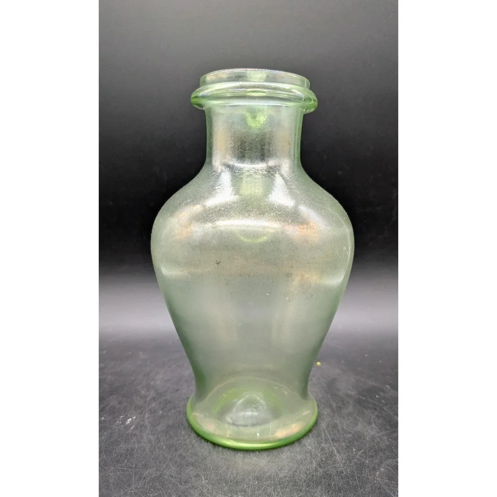 Antique Josephinenhutte Bohemian Uranium Glass Iridescent Pitcher UV Glow‎ 8?75